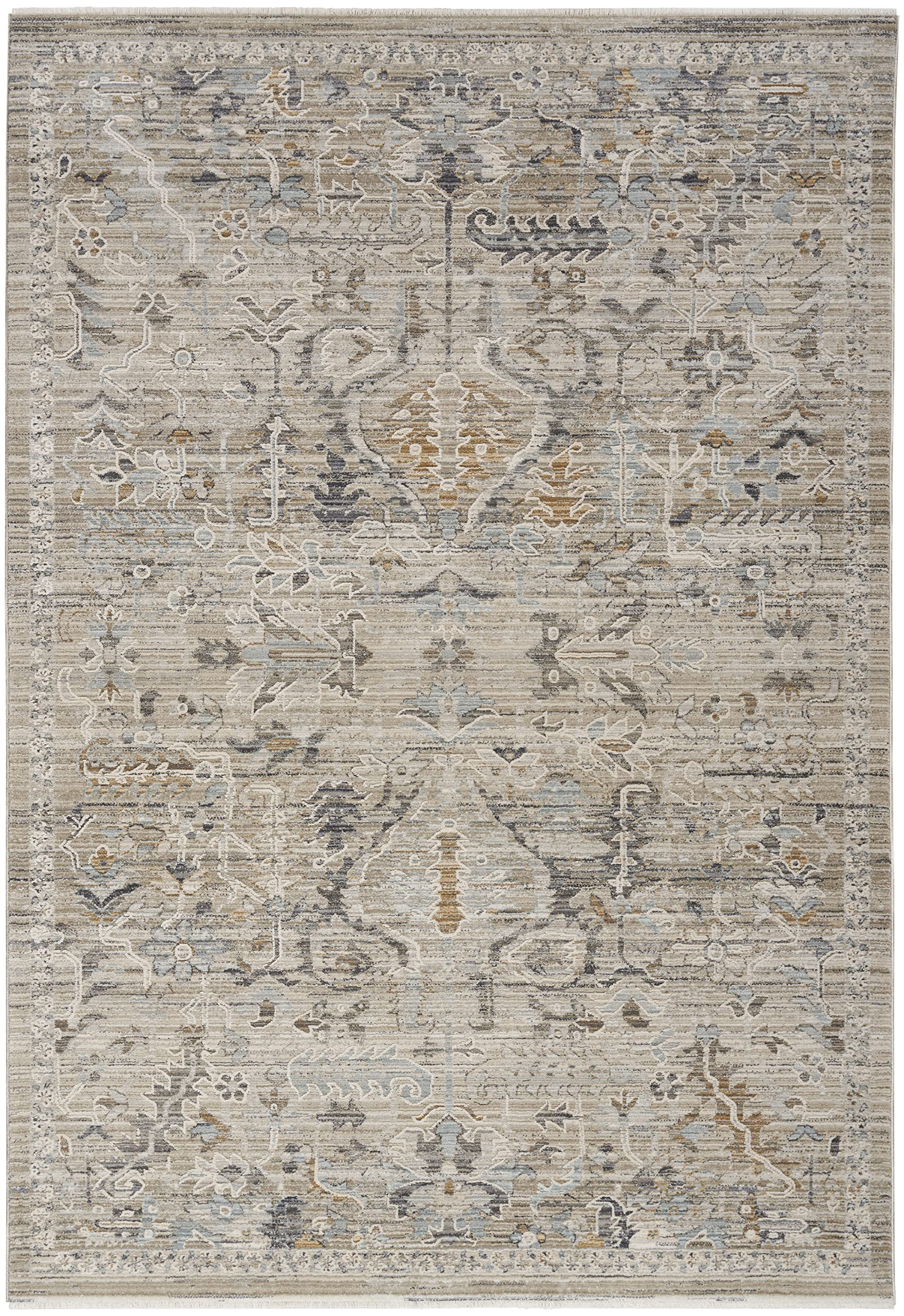 Nourison Nyle Bohemian Ivory Taupe 5'3" x 7'10" Area -rug, Easy -cleaning, Non Shedding, Bed Room, Living Room, Dining Room, Kitchen (5x8) | Amazon (US)