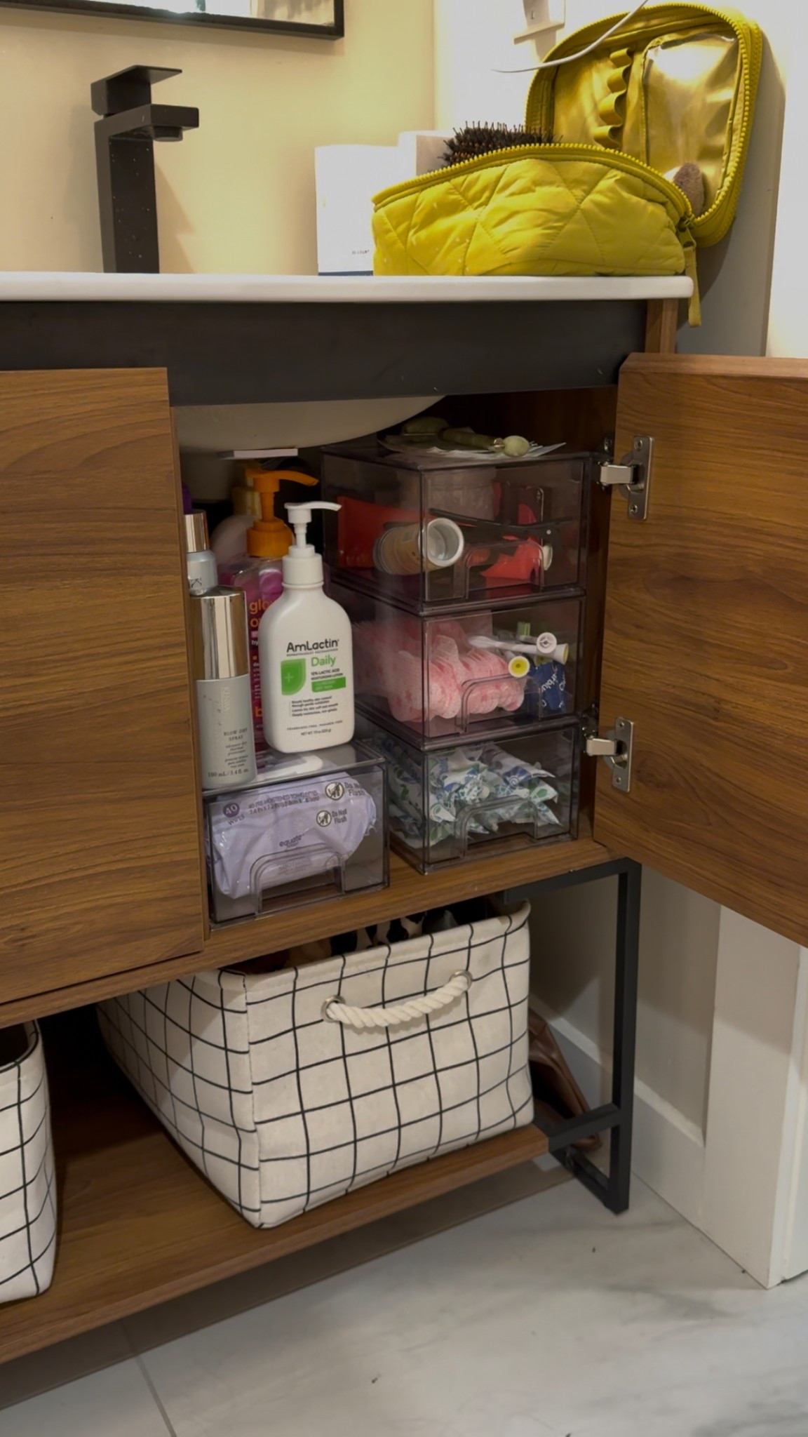 Acrylic drawer organizers. Organization. Baskets. Makeup bag. Bathroom organization. 

#LTKHome