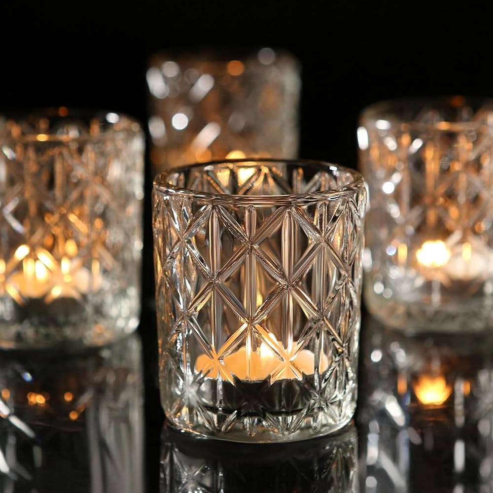 36 Pack Votive Candle Holders for Table Centerpieces, Clear Glass DIY Wax Filling Romance Tealigh... | Amazon (US)