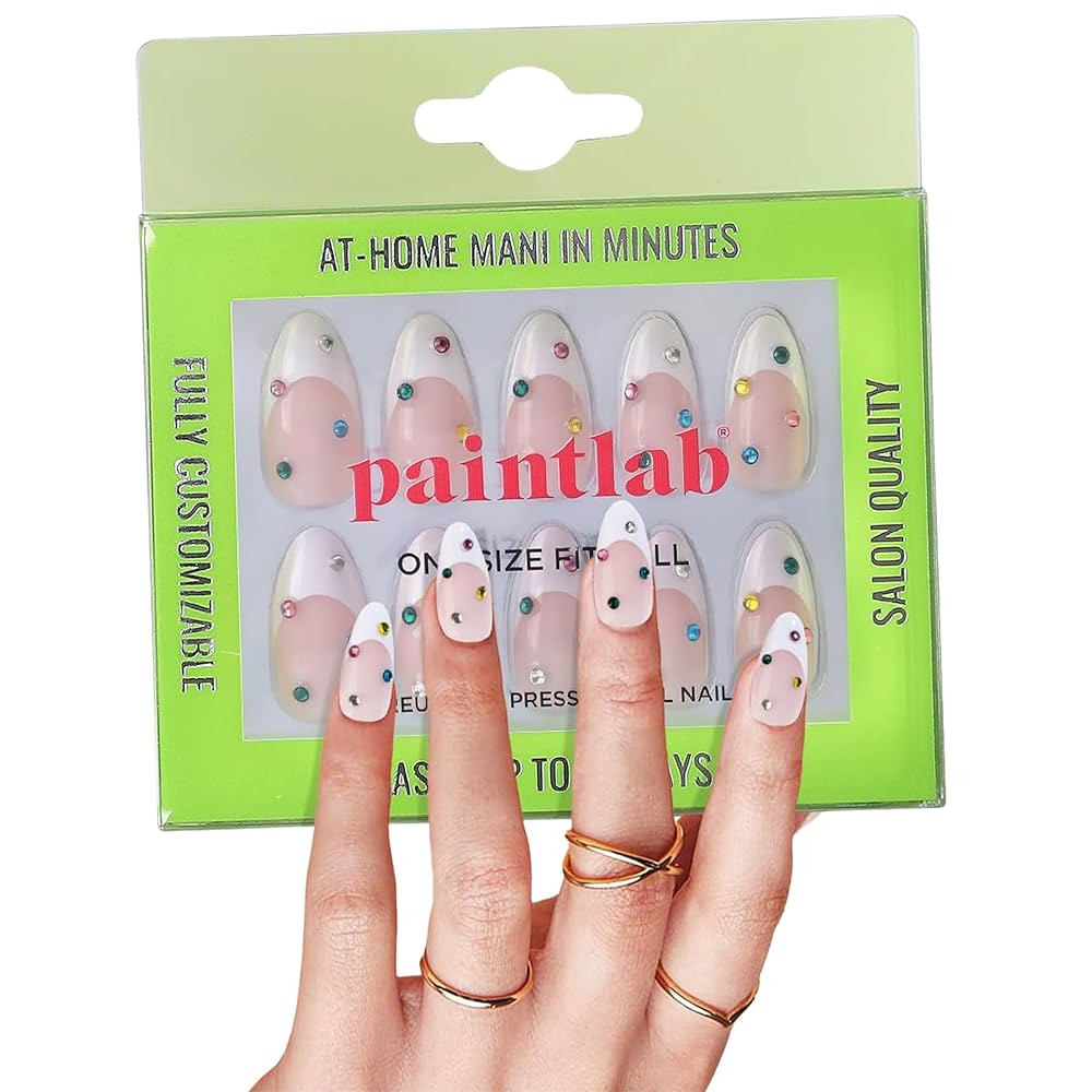 PaintLab Press-On Nails Manicure Kit, Bejeweled, 30-Piece Set, Long-Lasting Fake Nails with Glue,... | Amazon (US)