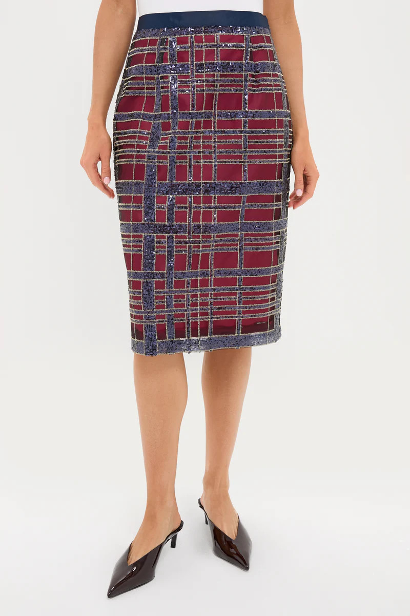 Sequin Plaid Belmont Pencil Skirt | Tuckernuck (US)