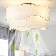 Flush Mount Ceiling Fan with Lights, 20" Caged Boho Ceiling Fan with Light Remote Control, Low Profile Fabric Ceiling Fans, Bladeless with 6 Speeds fo | Wayfair North America