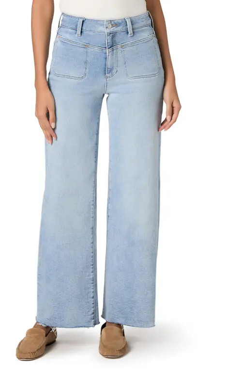 PAIGE Anessa Raw Hem High Waist Wide Leg Jeans in La Belle at Nordstrom, Size 31 | Nordstrom