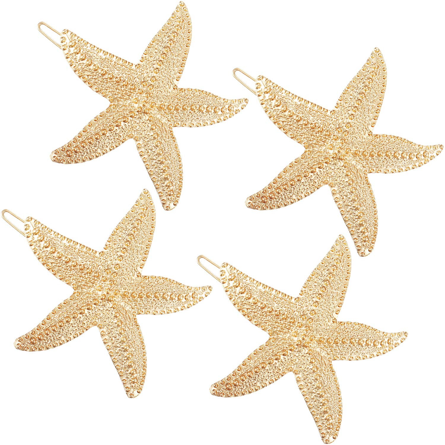 4 Pieces Starfish Hair Clip Metal Starfish Hairpin Sea Star Hair Clip Beach Hair Pins for Women Hair | Amazon (US)
