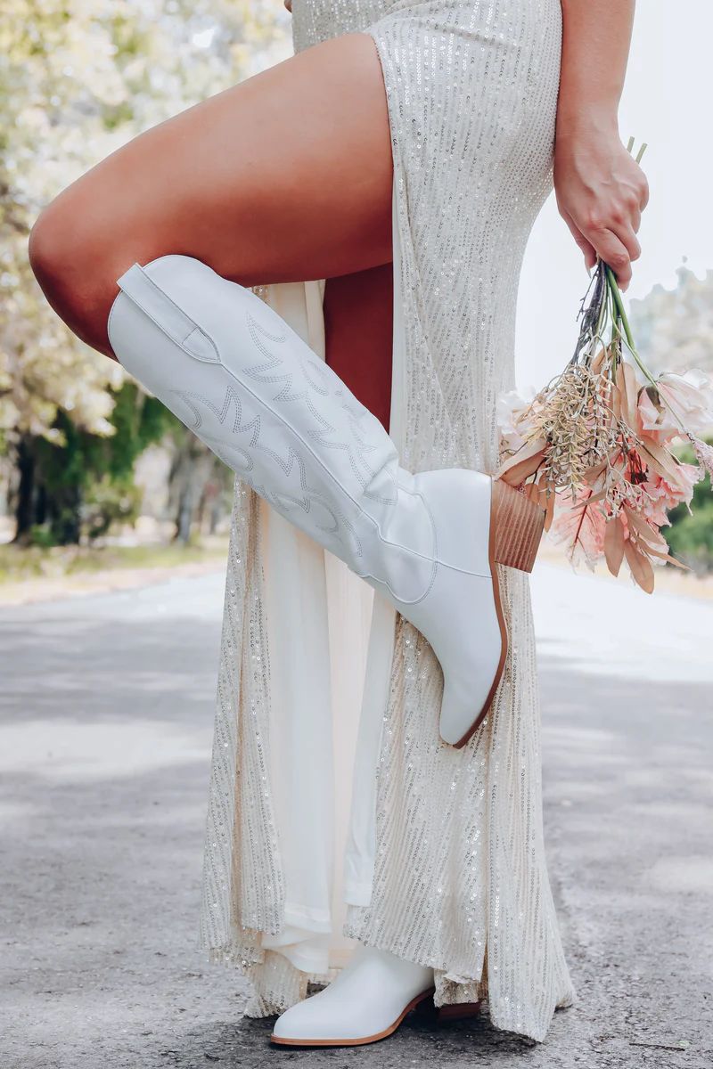 Ballerini Western Boots by Billini - White | Whiskey Darling Boutique