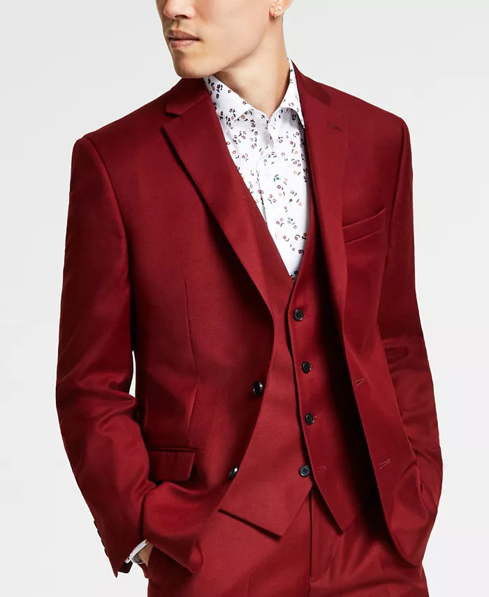 Men's Slim-Fit Red Solid Suit Jacket, Created for Macy's | Macys (US)