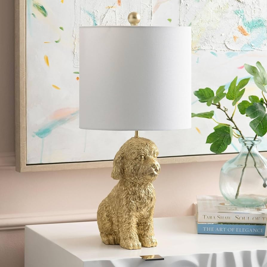 Crestview Collection 24" Golden Doodle Dog Resin Table Lamp, Desk Lamp w/White Linen Shade,Cute B... | Amazon (US)