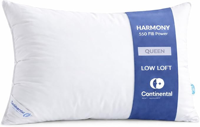 Continental Bedding Harmony White Goose Down Pillow 550 Fill Power Soft Loft 100% Cotton 300 Thre... | Amazon (US)