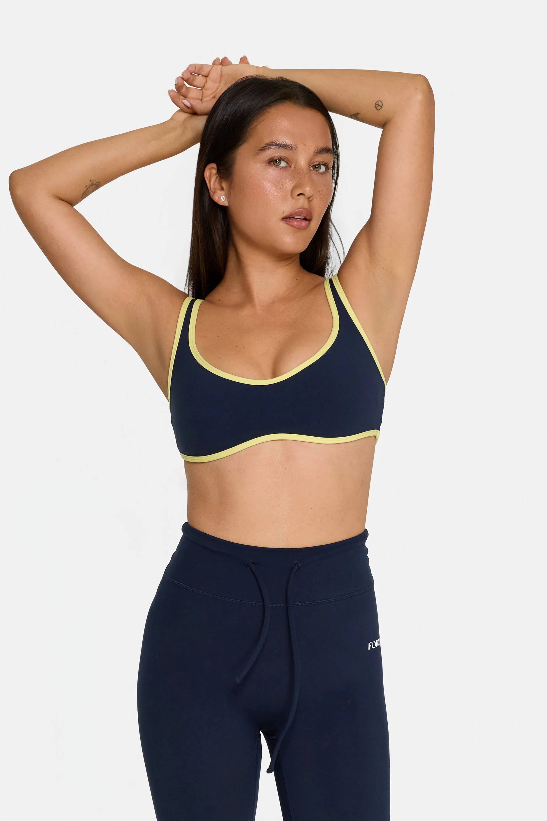 Curved Hem Bra - Navy/Lemon | FORM