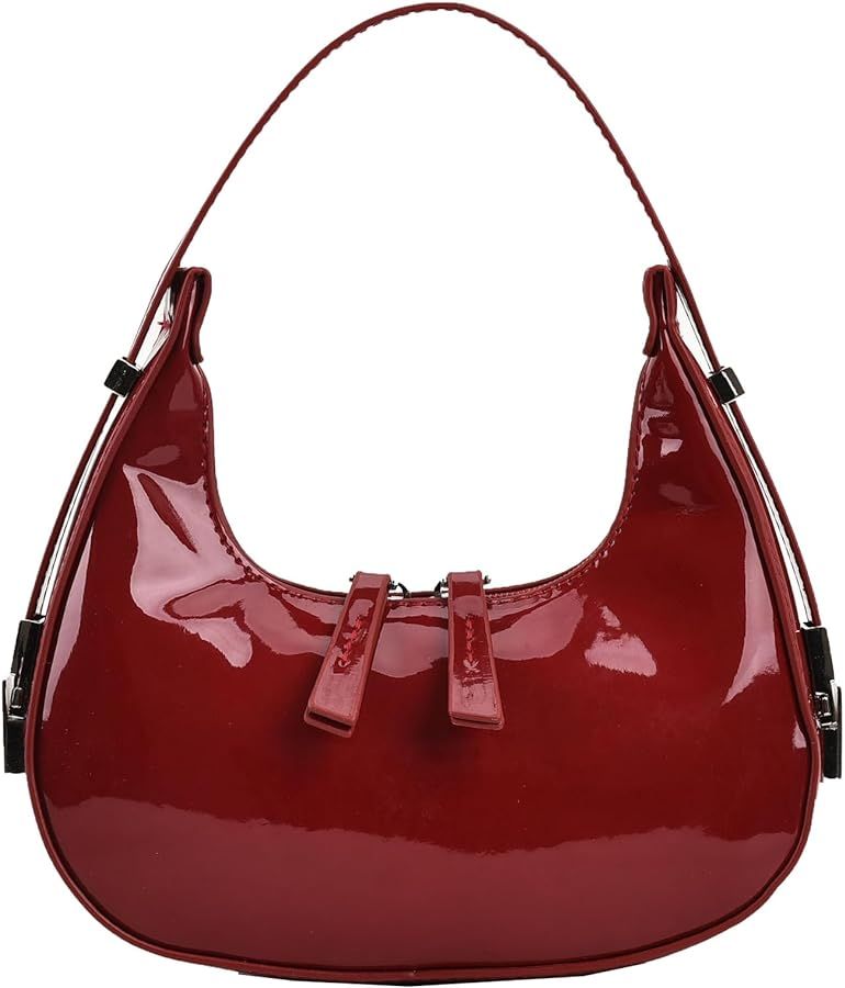 Women's Crescent Shoulder Bags, Retro Y2k Hobo Handbags with Zipper, Trendy Small Leather Shoulde... | Amazon (CA)