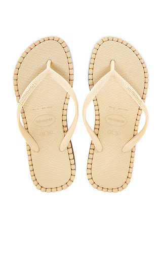 Slim Flatform Loop Slim Sandal in Golden | Revolve Clothing (Global)