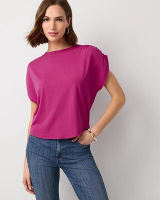 Women's Ruched Shoulder Tee in Orchid Flower size XXS | White House Black Market, Everyday Casual Tops | White House Black Market
