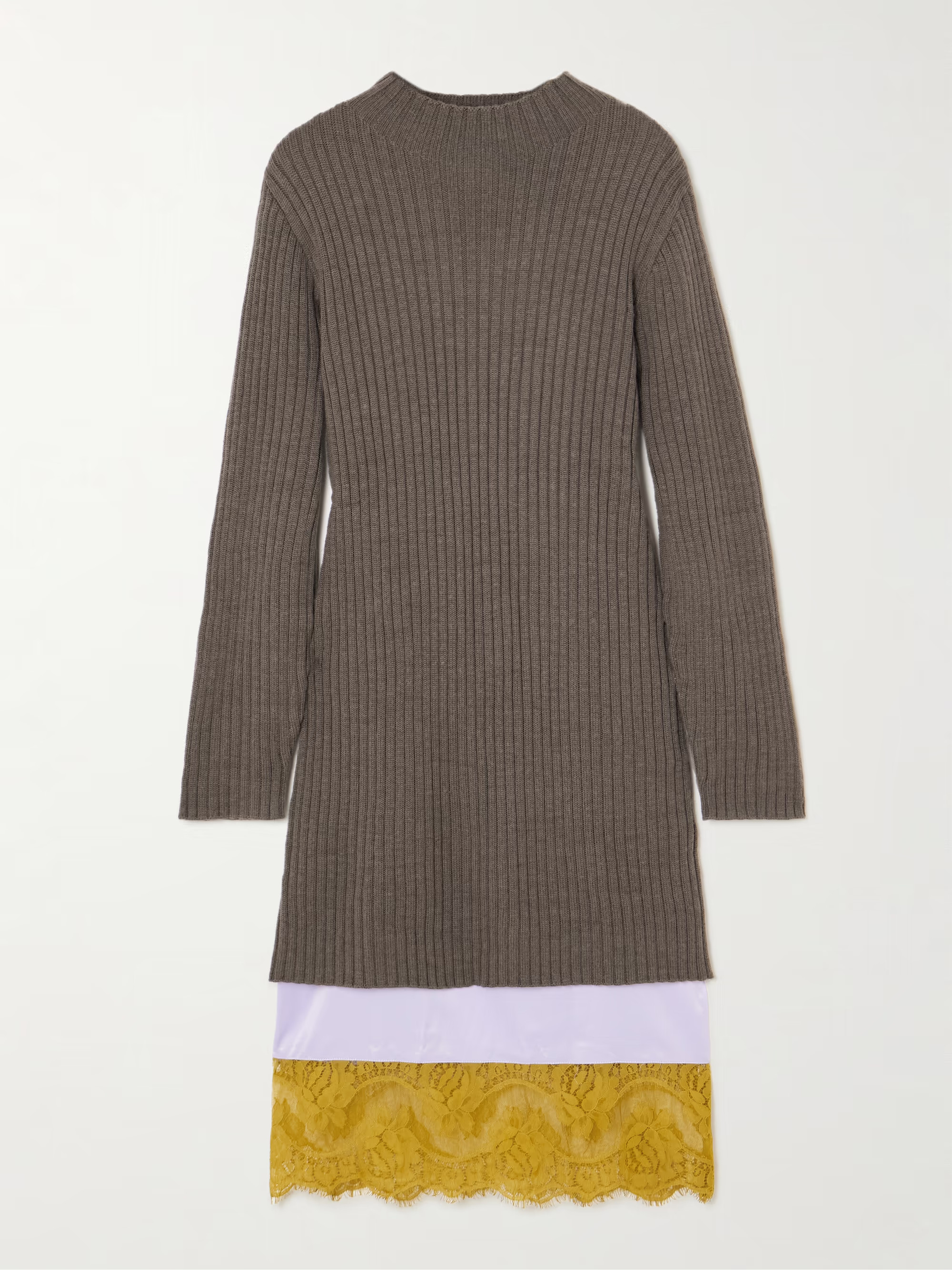 Willow layered lace-trimmed wool-blend and satin midi dress | NET-A-PORTER (US)