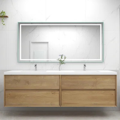 Azden 84" Wall-Mounted Double Bathroom Vanity Set | Wayfair North America