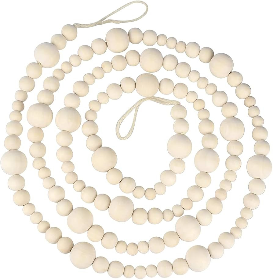 Wood Bead Garland Farmhouse Decor, 7.38ft Rustic Farmhouse Beads Garland Wall Hanging for Country... | Amazon (US)