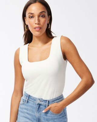 Contour Cotton White Square Neck Tank | Chico's