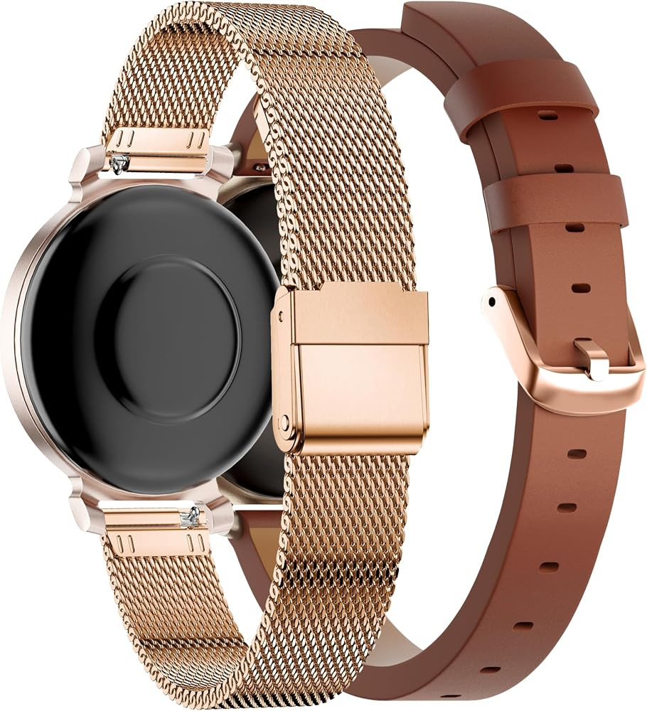 Compatible for Garmin Lily2 Band, Milanese Stainless Steel +Leather Wristband Adjustable Replacem... | Amazon (US)