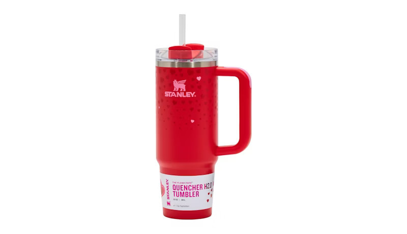 Stanley x Target Exclusive Valentines Day Flowstate Quencher 30oz Tumbler in Ruby Hearts | StockX