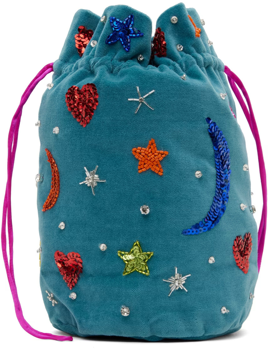 Blue Mini Embellished Pouch | SSENSE