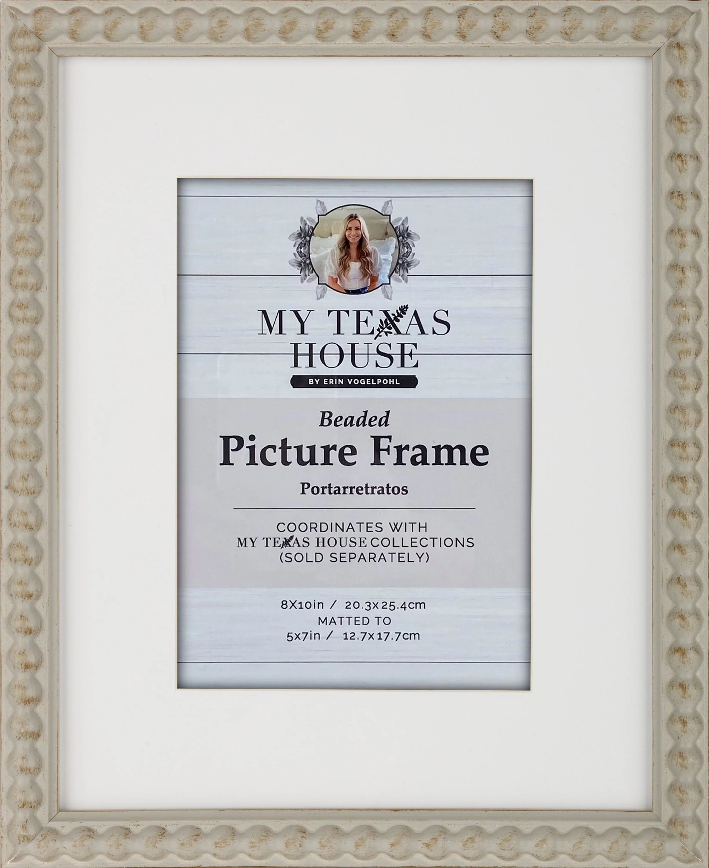 My Texas House 8x10 Gray Beaded Modern Farmhouse Tabletop Picture Frame Matted to 5x7 | Walmart (US)