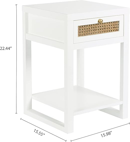 Decor Therapy Luna Rattan Drawer End/Side Table, White | Amazon (US)