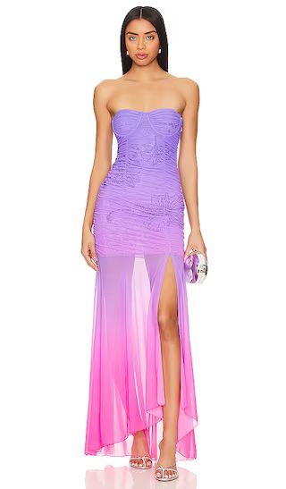 Blake Ruched Long Dress in Purple & Pink | Revolve Clothing (Global)