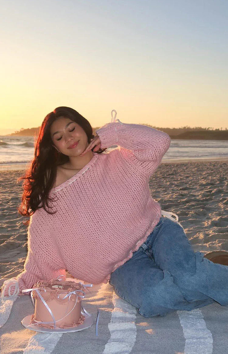 Bea Baby Pink Sweater | Beginning Boutique (US)