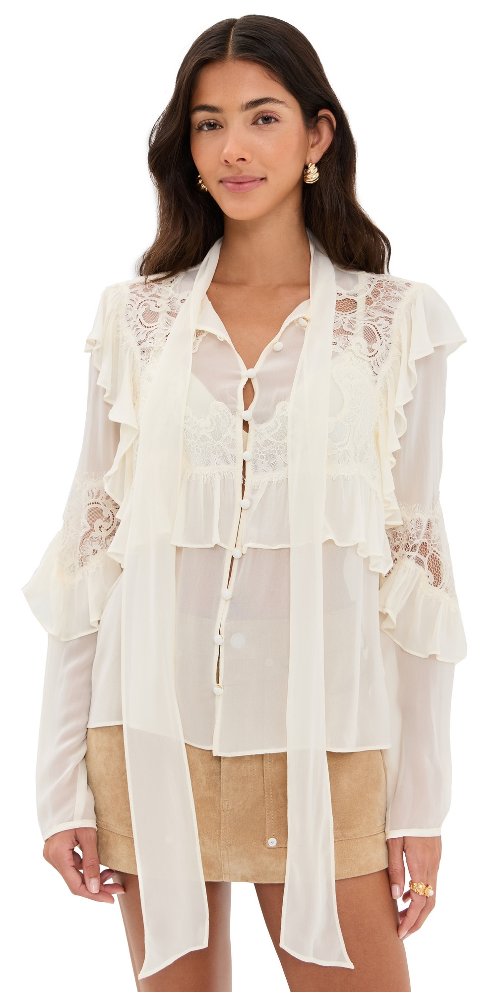 LoveShackFancy Farah Top Ivory XXL | Shopbop