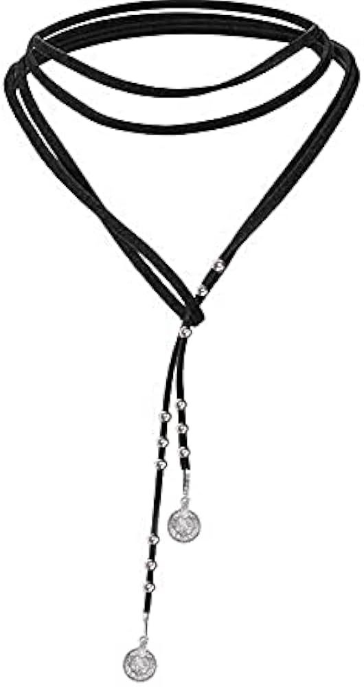 Kercisbeauty Boho Brown Wrap Velvet Choker Long Chain Tassels Necklace for Women and Girls(Black)... | Amazon (US)