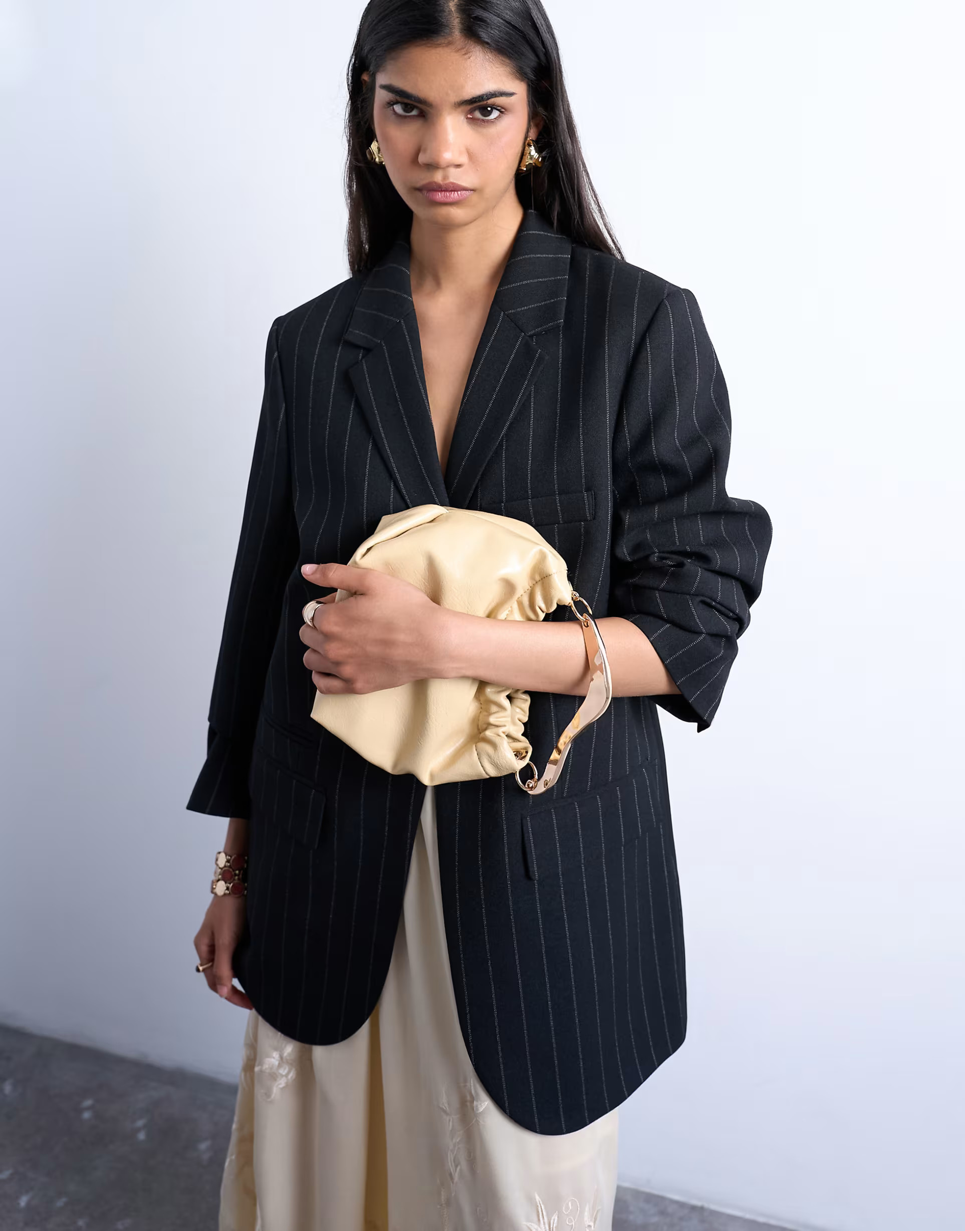 Topshop Gabriette metal trim handle grab bag in buttermilk | ASOS | ASOS (Global)