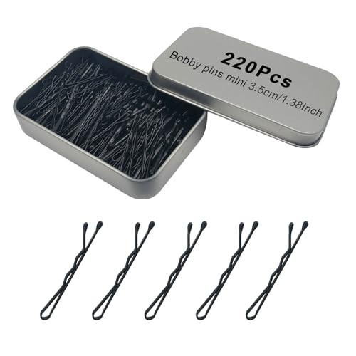 YINGFENG 220 Count Mini Wavy 1.38 Inch bobby pins black with Storage Box, Suitable for All Hair Types, Hair Clips for Kids, Girls and Women | Amazon (US)
