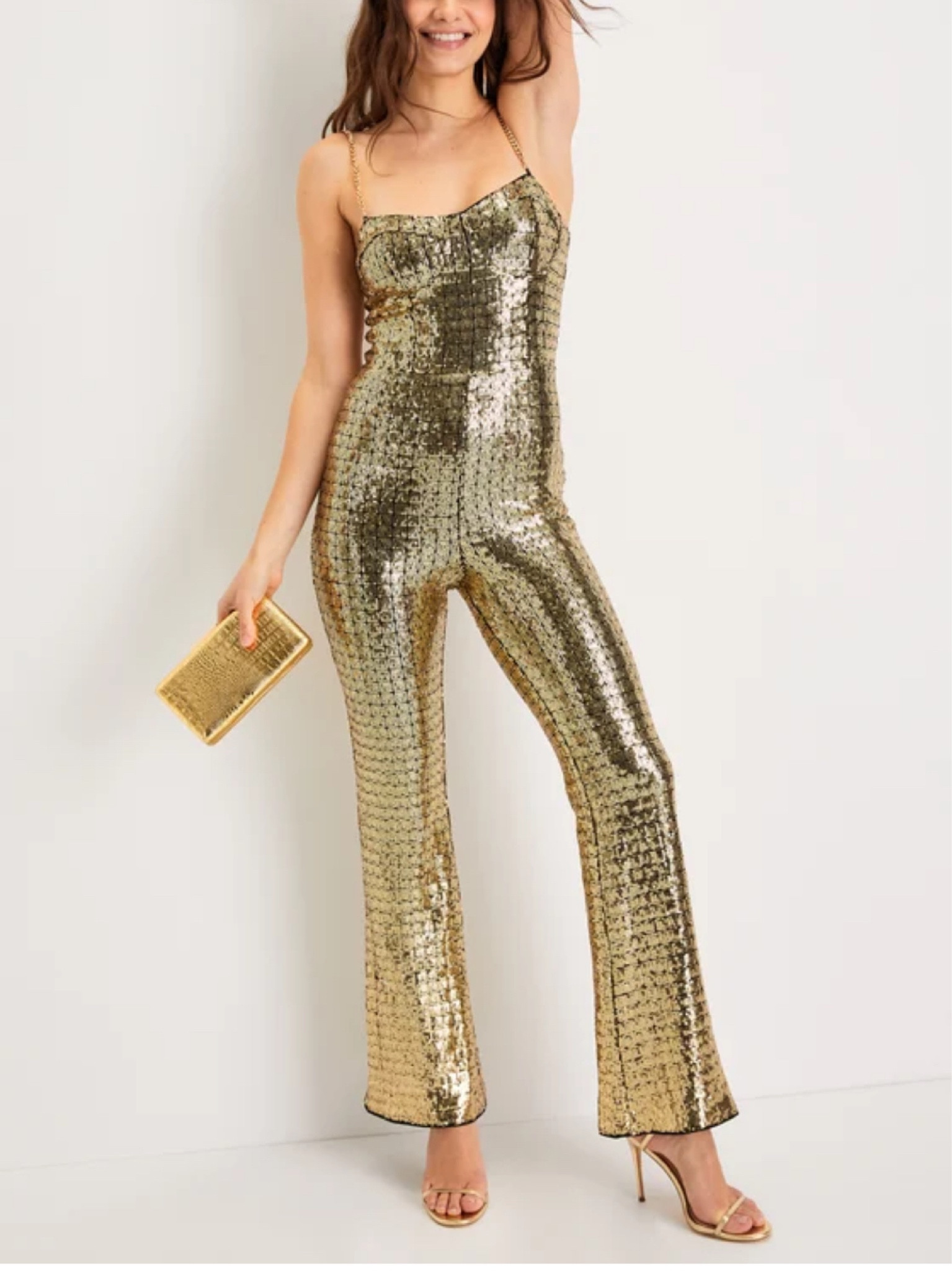 Shop gold sequin jumpsuits! The Sensational Glow Gold Sequin Chain Strap Bustier Jumpsuit is under $100.

Keywords: Gold sequin jumpsuit, sequin jumpsuit, holiday party outfits, holiday party, Christmas party, gold jumpsuit, holiday dress, holiday outfit ideas, gifts for her, New Year’s outfit, New Year’s Eve

#LTKparties #LTKHoliday #LTKGiftGuide