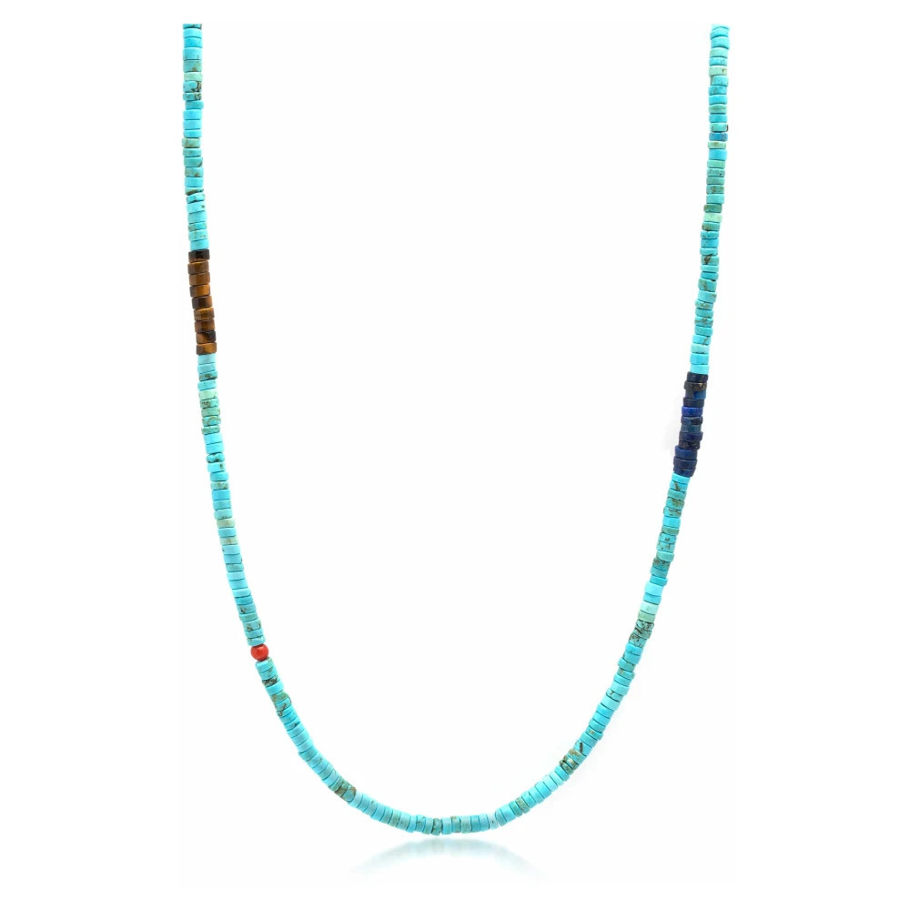 Turquoise Heishi Necklace with Tiger Eye and Blue Lapis | Miinto Belgium