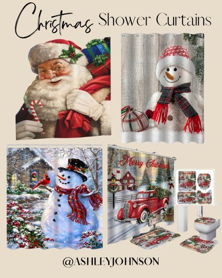 Christmas shower curtains. Christmas bathroom decor. Snowman shower curtain. Santa shower curtain. Red truck Christmas decor. #christmashomedecor #christmasdecor #snowmandecor #christmasbathroom #santasdecor

#LTKSeasonal #LTKhome #LTKHoliday