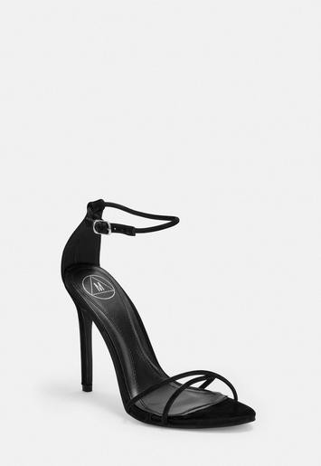 Missguided - Black Faux Leather Cross Strap Stiletto Heels | Missguided (UK & IE)