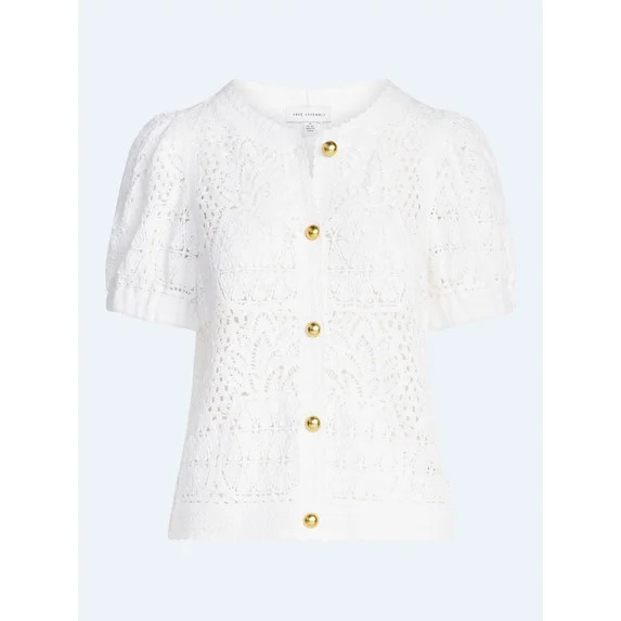 Free Assembly Women's and Women's Plus Pineapple Cardigan Sweater with Short Puff Sleeves, Lightw... | Walmart (US)