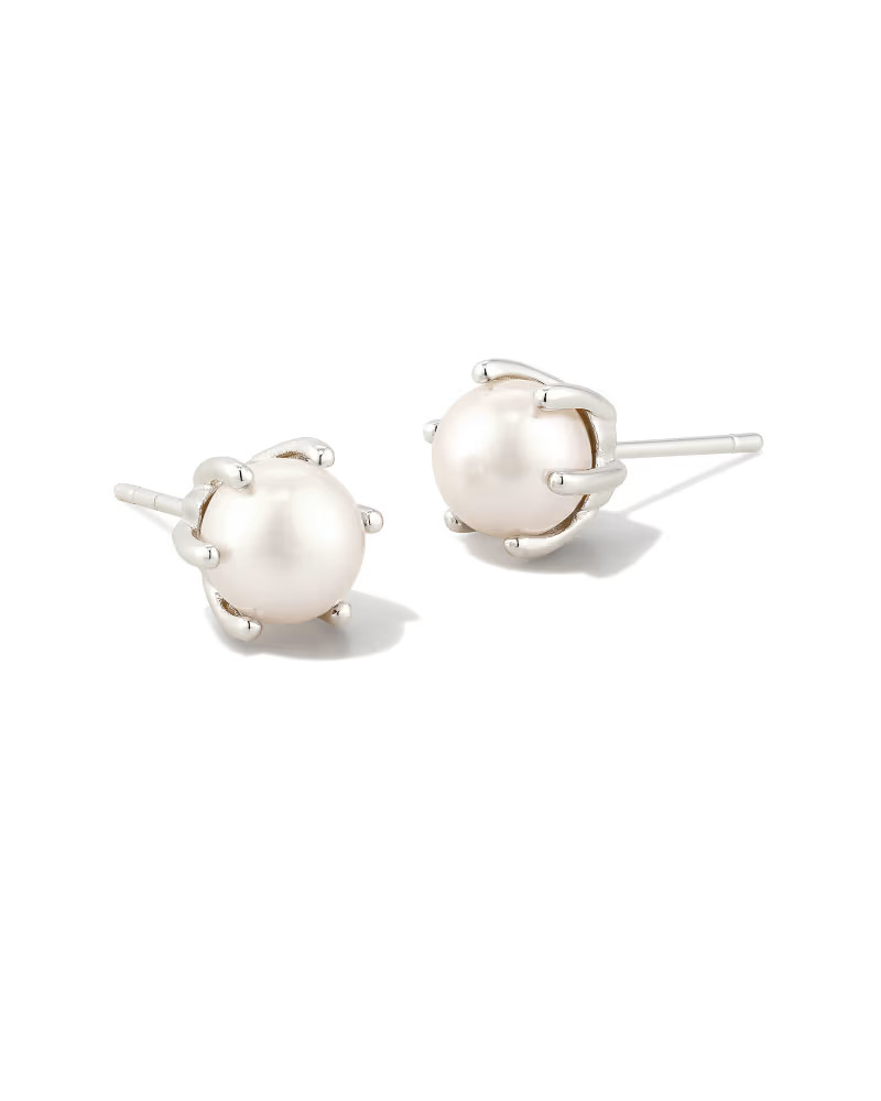 Ashton Silver Pearl Stud Earrings | Kendra Scott