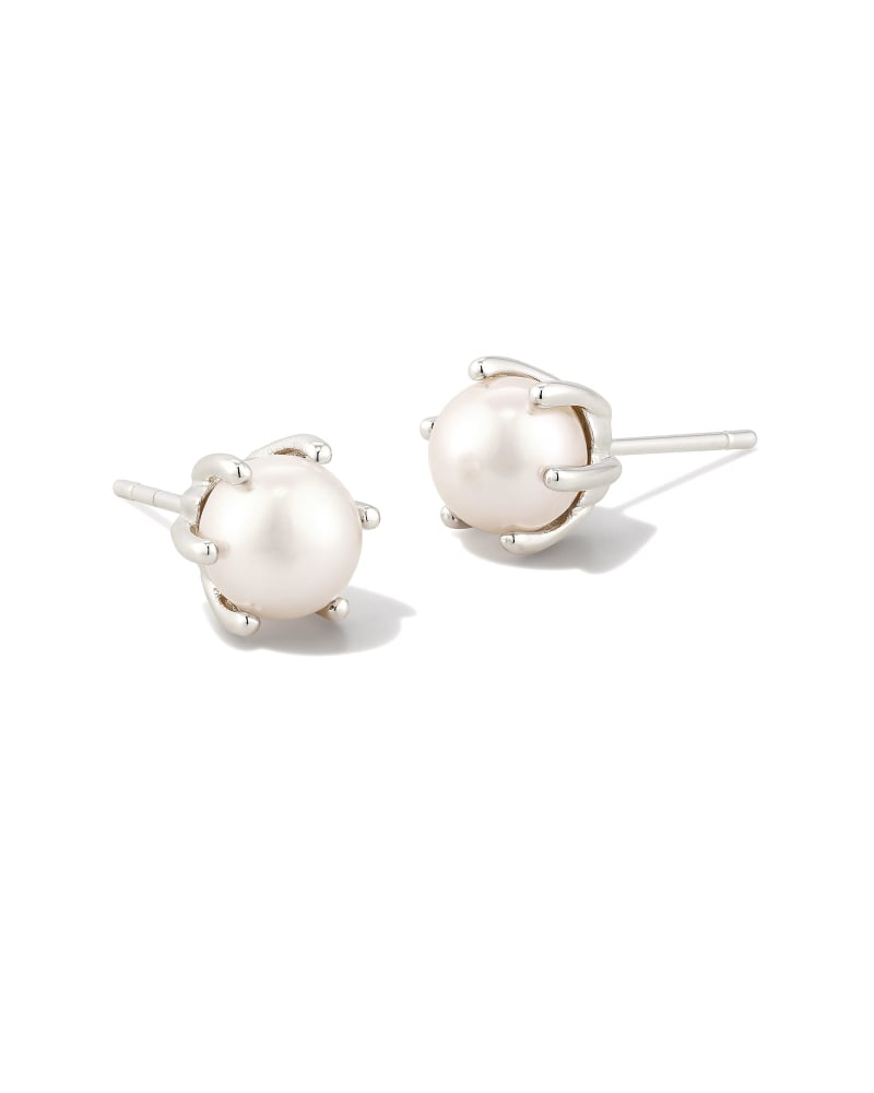 Ashton Silver Pearl Stud Earrings | Kendra Scott