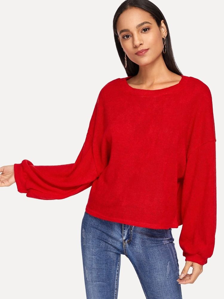 Drop Shoulder Solid Sweater | SHEIN