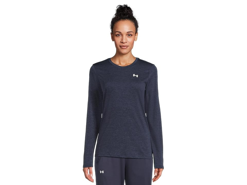Under Armour Tech Long Sleeve Crew Twist Women's Clothing Midnight Navy/White : MD (US 8-10), Polyester | Zappos