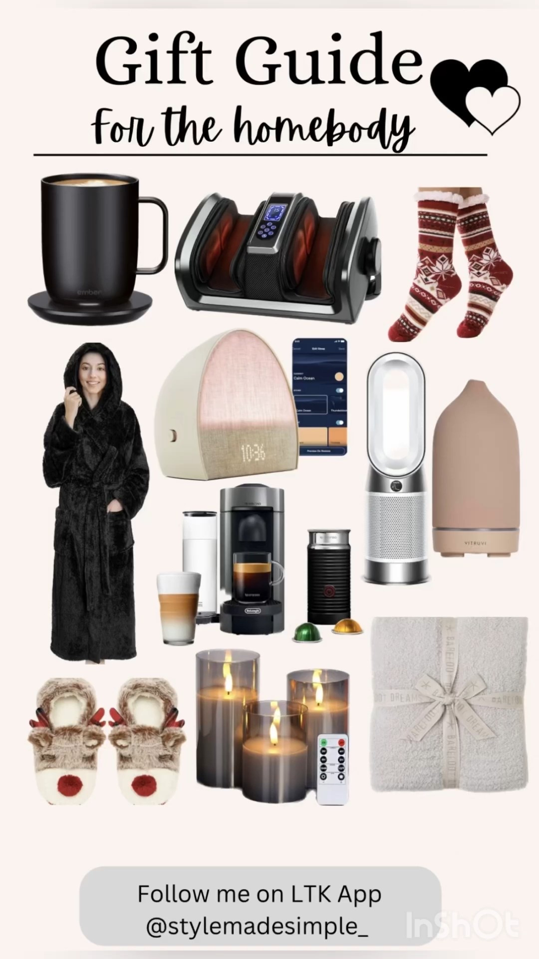 Gift guide for family members , gifts for the cozy girls Homebody gffs robe, slippers, , Dyson air purifier, Amazon home body, hatch clock, ember mug , Nespresso coffee machine , gifts for home body , cozy robe , barefoot dreams blanket , foot massager , holiday fuzzy socks , reindeer slippers 


#LTKGiftGuide #LTKMens #LTKFindsUnder50