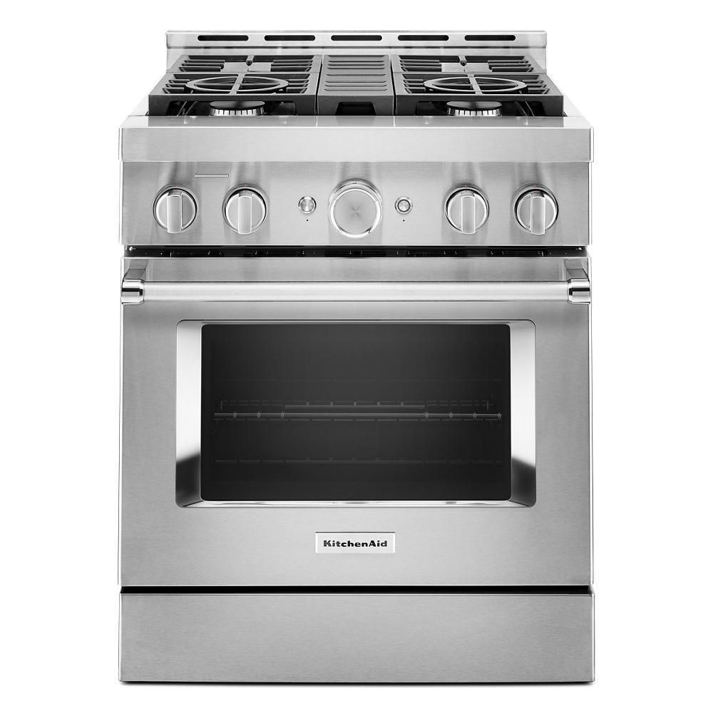 KitchenAid 30 in. 4.1 cu. ft. Smart Commercial-Style Gas Range with Self-Cleaning and True Convectio | The Home Depot