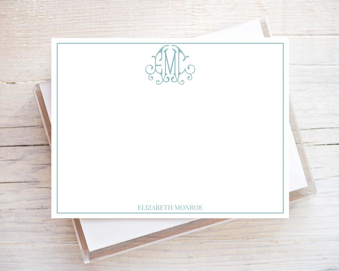 Personalized Monogram Stationery, Flat Notecard Set, Family, Women Stationery | Etsy (US)