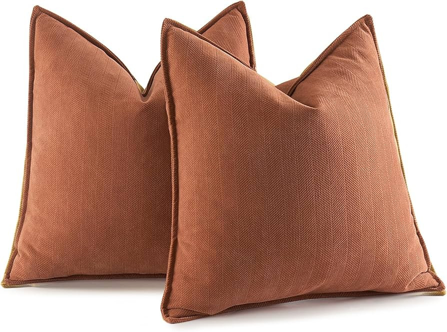 MIULEE Pack of 2 Fall Burnt Orange Decorative Pillow Covers 20x20 Inch Soft Chenille Couch Throw ... | Amazon (US)