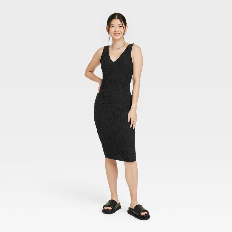 Women's Sleeveless Puckered Knit Midi Bodycon Dress - A New Day™ | Target