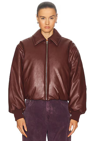 Acne Studios Onnea Bomber Jacket in Dark Burgundy | FWRD | FWRD 