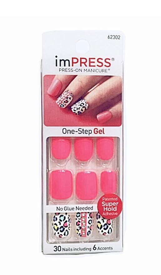 Kiss ImPress Manicure Press-On Short Hot Pink Gel Nails 62302 Symphony | Amazon (US)