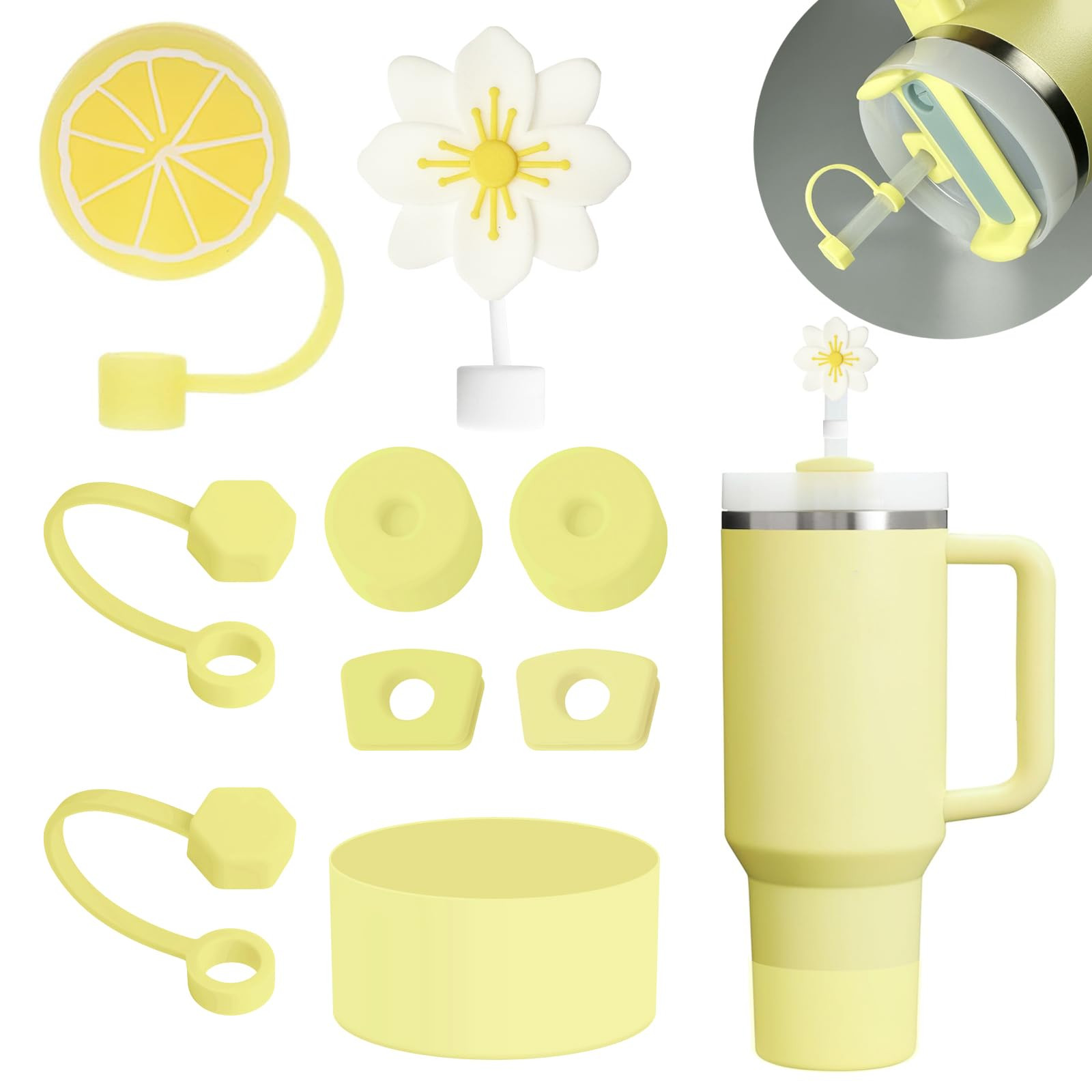 Stanley Cup Accessories Set Including 6 Pcs Silicone Spill Proof Stopper, 2 Pcs Straw Cover Cap f... | Amazon (US)