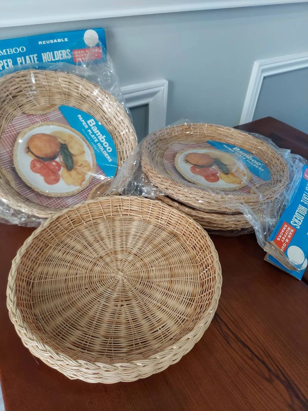 1  Package of 4 New Old Stock Bamboo Paper Plate Holders | Etsy (US)