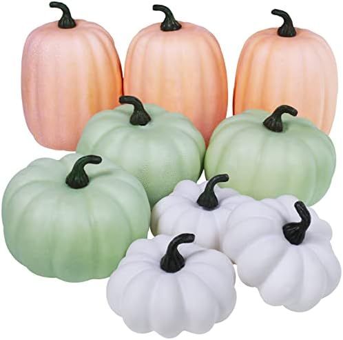 Amazon.com: 9 Pcs Assorted Small Frosted Artificial Pumpkins Rustic Harvest Decorative Pumpkins F... | Amazon (US)